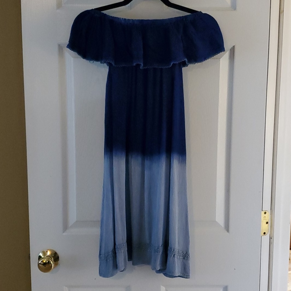 Ace Fashion blue off the shoulder dress